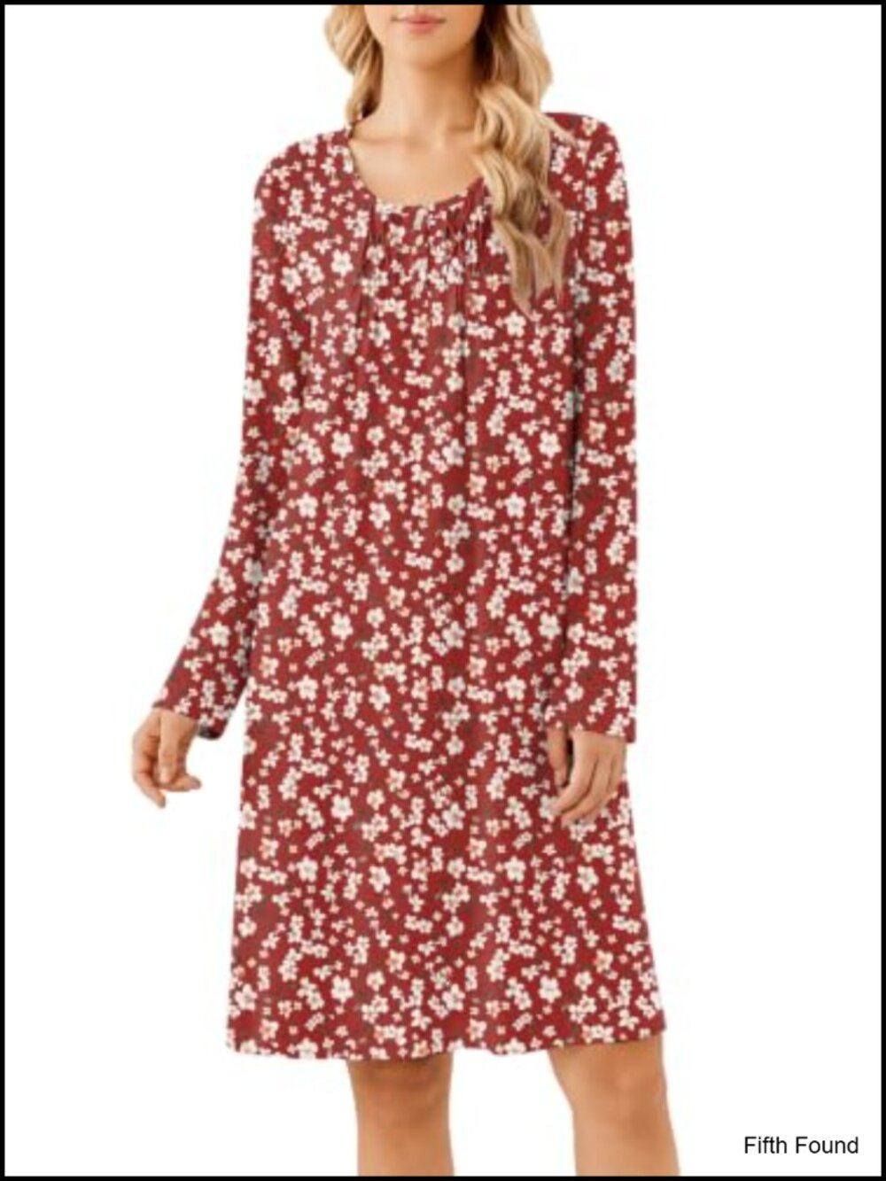 Long Sleeve Nightgown Soft Knit Henley Sleepshirt House Dress